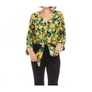 NEW KAREN KANE sun dazed front tie blouse in floral print